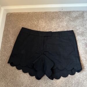NWT J Crew Scalloped 4" Black Shorts Size 12